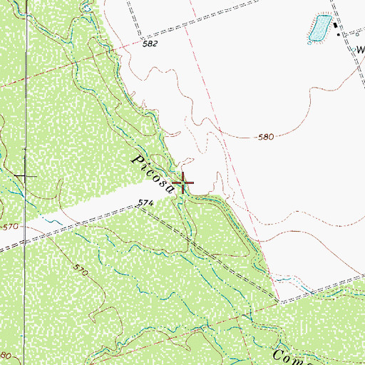Topographic Map of Palo Blanco Creek, TX