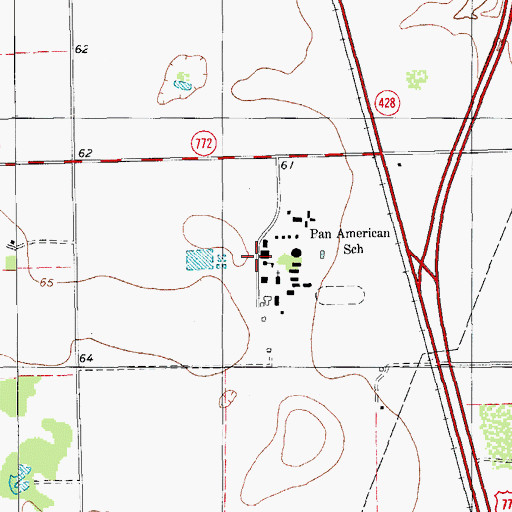 Topographic Map of Pan American School, TX