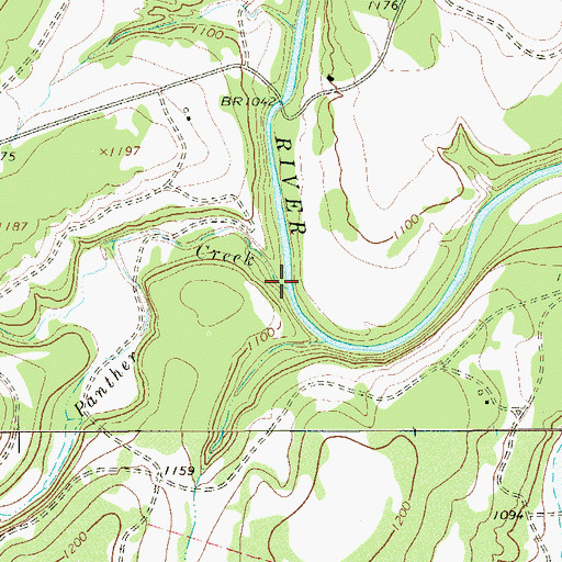 Topographic Map of Panther Creek, TX