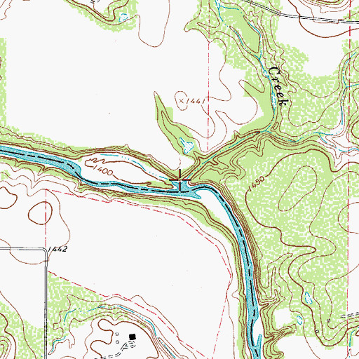Topographic Map of Panther Creek, TX