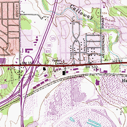 Topographic Map of Parker Cemetery, TX