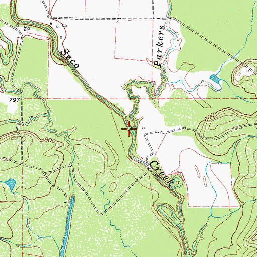 Topographic Map of Parkers Creek, TX