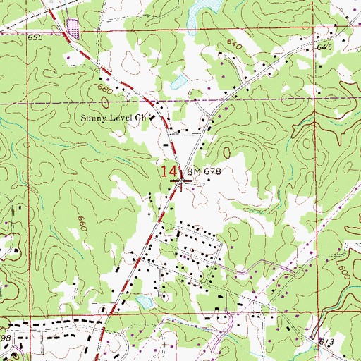 Topographic Map of Sunny Level, AL