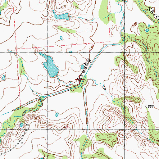 Topographic Map of Pattillo Branch, TX