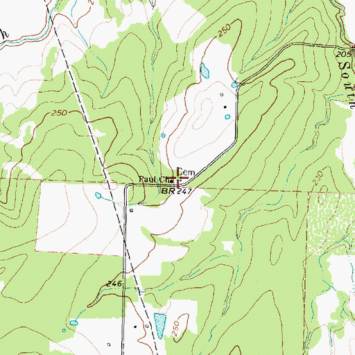 Topographic Map of Paul Church, TX
