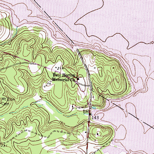 Topographic Map of Paul Horton Memorial Church, TX