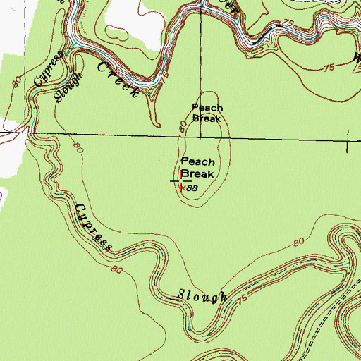 Topographic Map of Peach Break, TX
