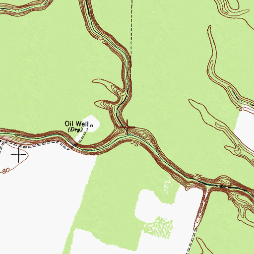 Topographic Map of Peach Creek, TX