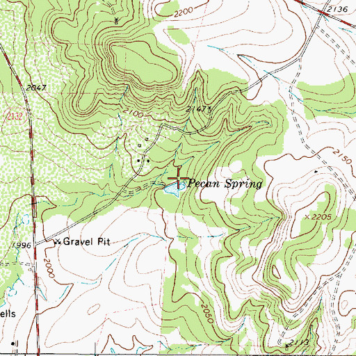 Topographic Map of Pecan Spring, TX