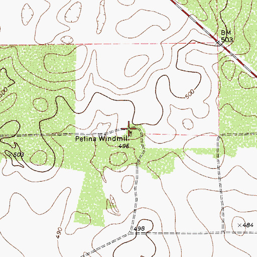 Topographic Map of Pefina Windmill, TX