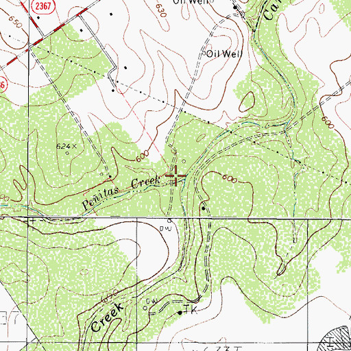 Topographic Map of Peitas Creek, TX