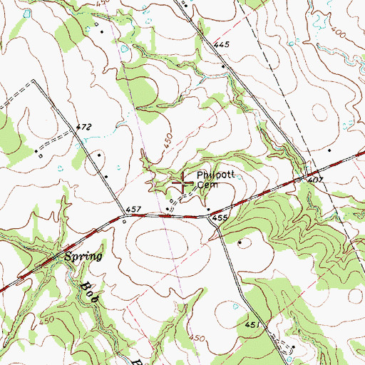 Topographic Map of Philpott Cemetery, TX