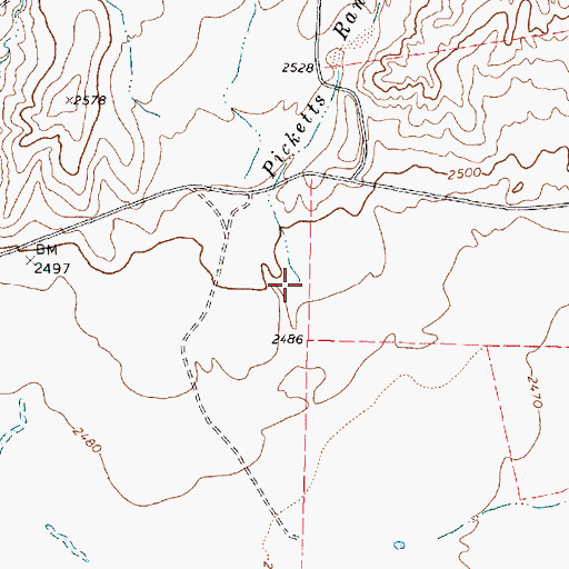 Topographic Map of Picketts Ranch Creek, TX