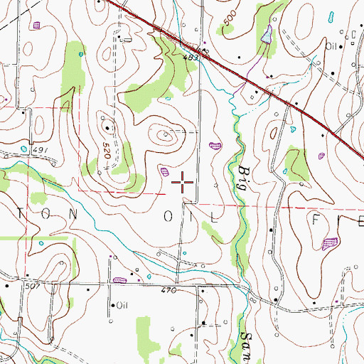 Topographic Map of Pickton Oil Field, TX