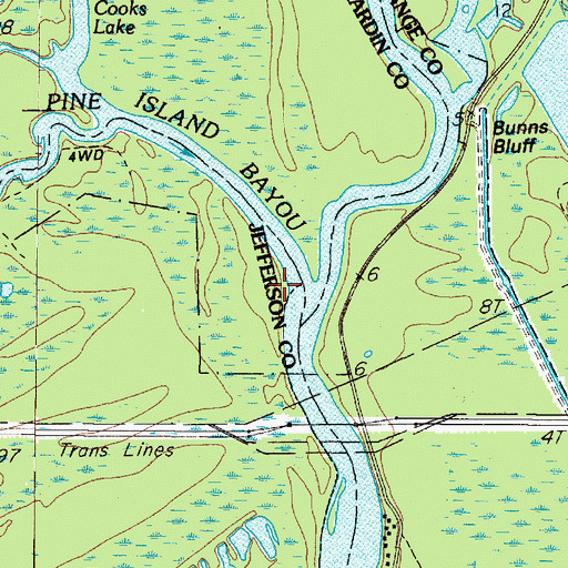 Topographic Map of Pine Island Bayou, TX