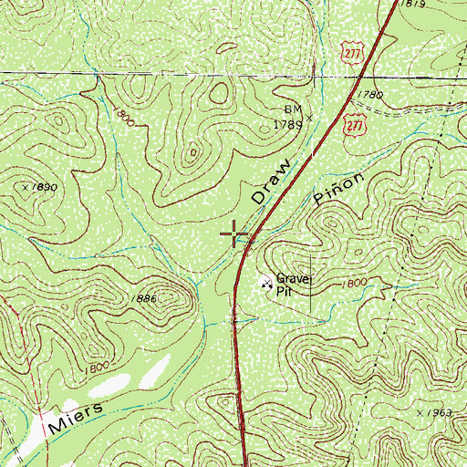 Topographic Map of Pion Draw, TX