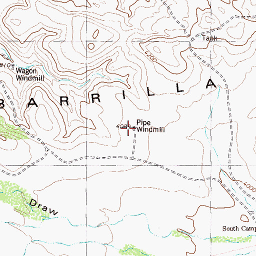 Topographic Map of Pipe Windmill, TX