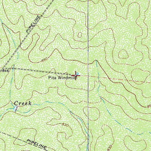Topographic Map of Pita Windmill, TX