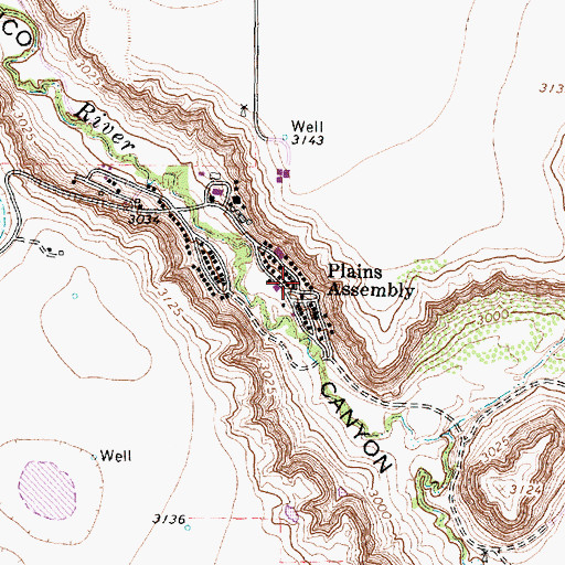 Topographic Map of Plains Assembly, TX