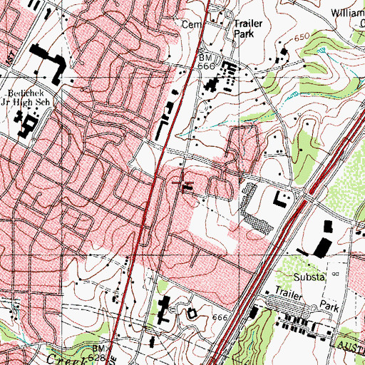 Topographic Map of Pleasant Hill, TX