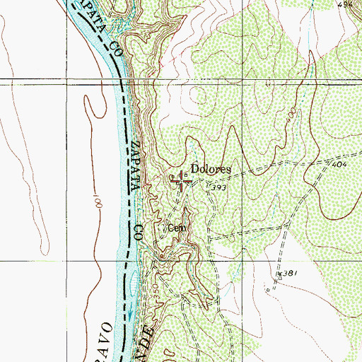 Topographic Map of Poblacion de Dolores, TX