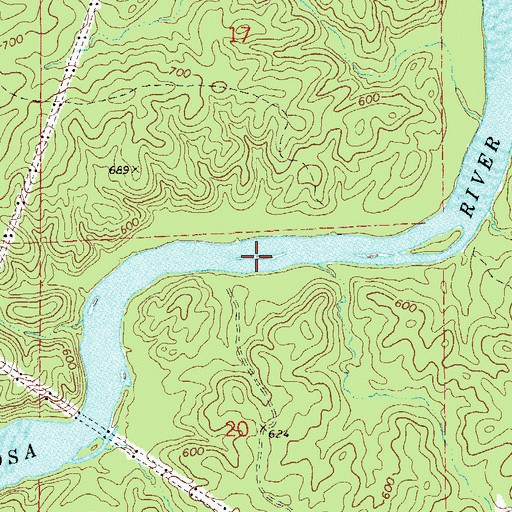 Topographic Map of Whaley Ferry (historical), AL