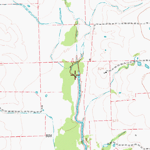 Topographic Map of Pond Branch, TX