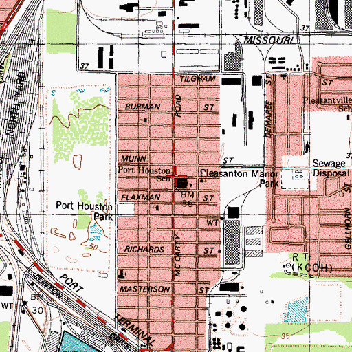 Topographic Map of Port Houston School, TX
