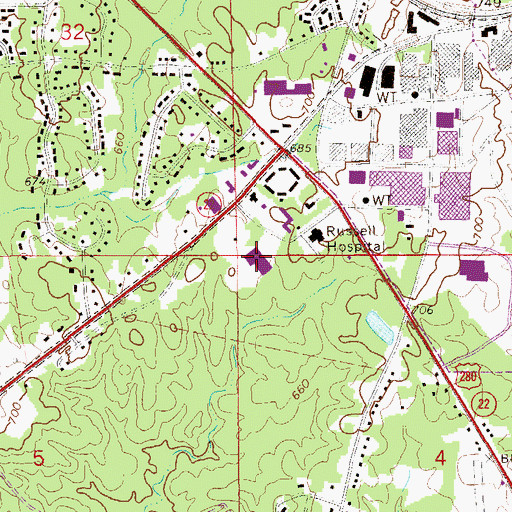 Topographic Map of William L Radney Elementary School, AL