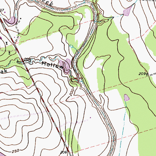 Topographic Map of Post Oak Hollow, TX