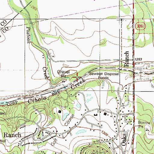 Topographic Map of Postoak Creek, TX