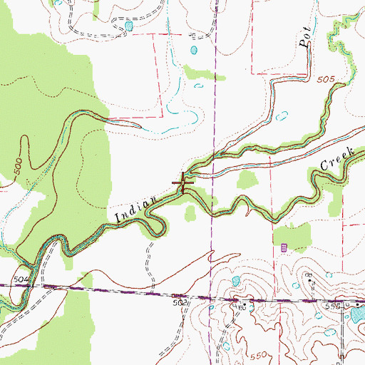 Topographic Map of Pot Rack Creek, TX