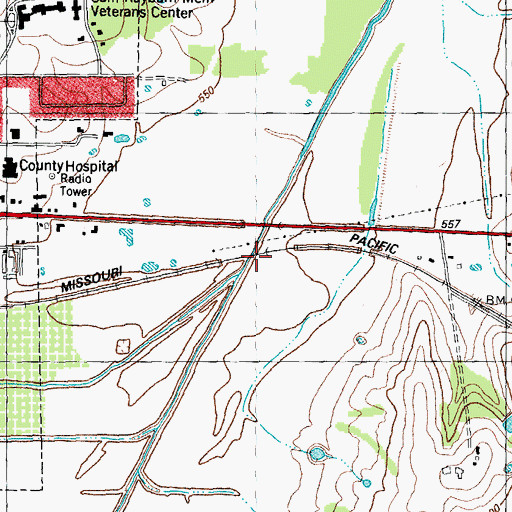 Topographic Map of Powder Creek, TX