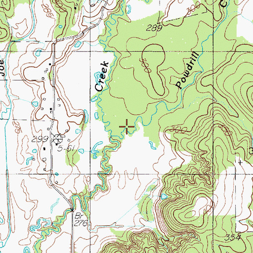 Topographic Map of Powdrill Creek, TX