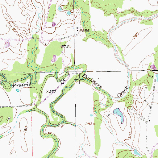 Topographic Map of Prairie Creek, TX