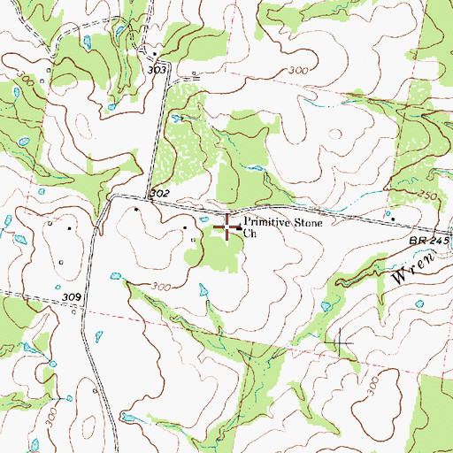 Topographic Map of Primitive Stone Church, TX