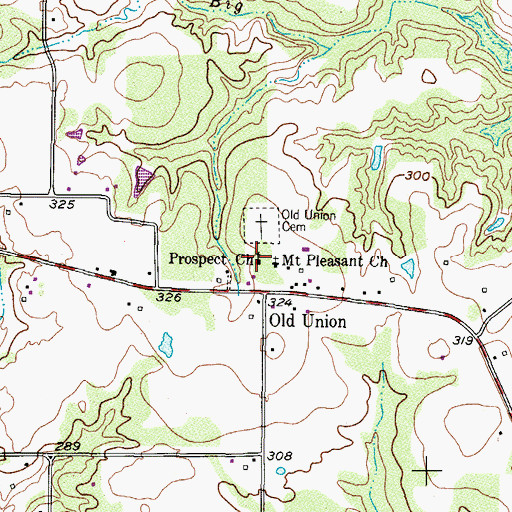 Topographic Map of Prospect Church, TX