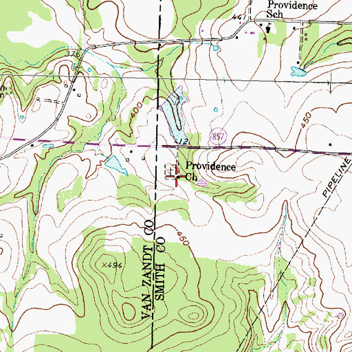 Topographic Map of Providence Church, TX