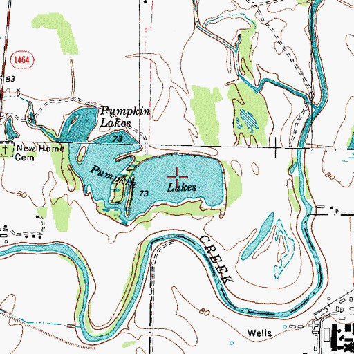 Topographic Map of Pumpkin Lakes, TX