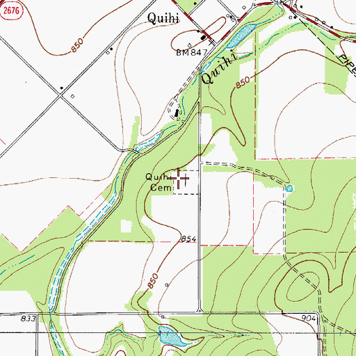 Topographic Map of Quihi Cemetery, TX
