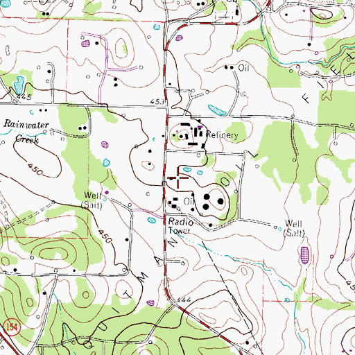 Topographic Map of Quitman Oil Field, TX