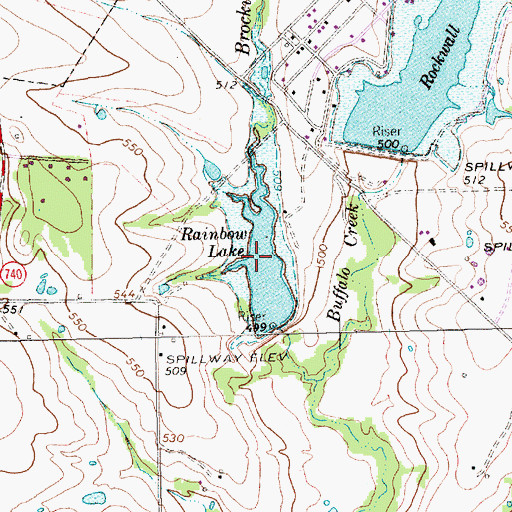 Topographic Map of Rainbow Lake, TX