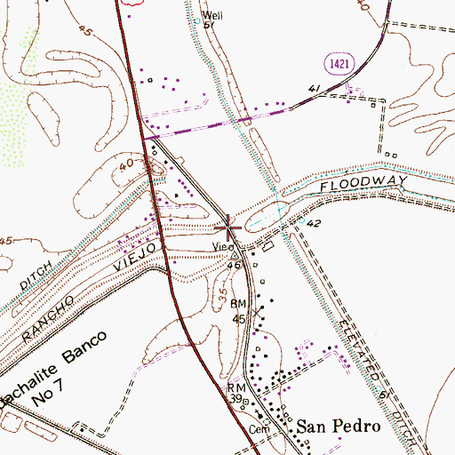 Topographic Map of Rancho Viejo Floodway, TX