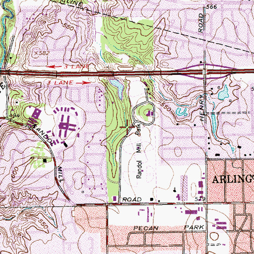 Topographic Map of Randol Mill Park, TX