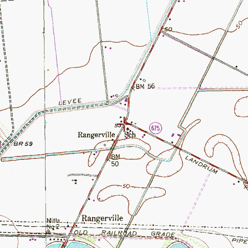 Topographic Map of Rangerville Elementary School, TX