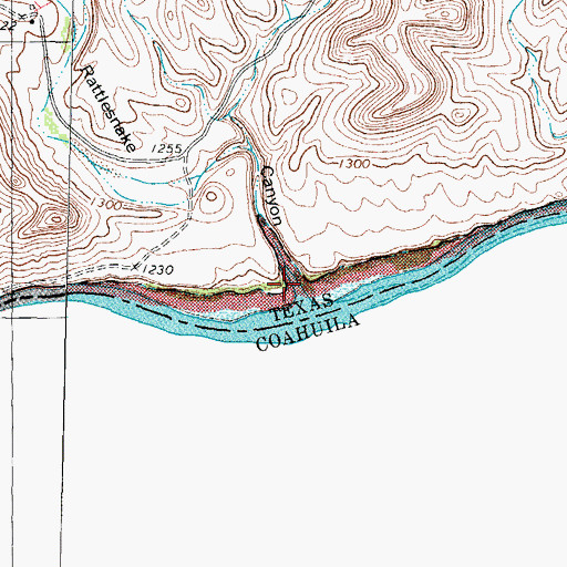 Topographic Map of Rattlesnake Canyon, TX