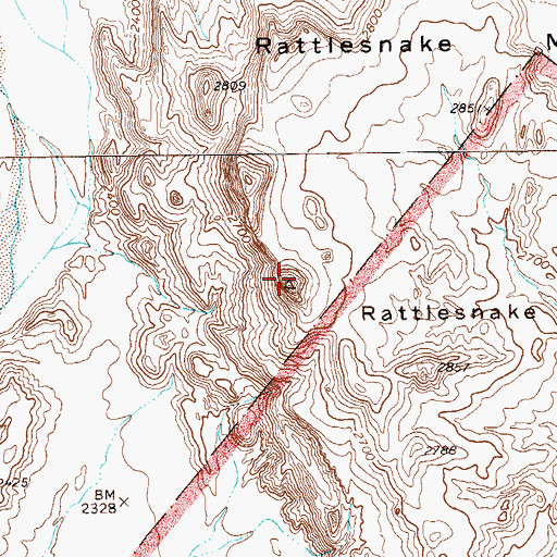 Topographic Map of Rattlesnake Mountains, TX