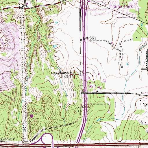 Topographic Map of Ray-Manship Cemetery, TX