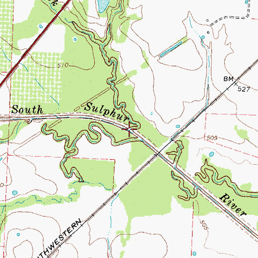 Topographic Map of Rays Creek, TX