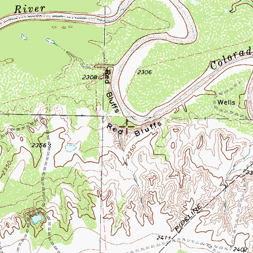 Topographic Map of Red Bluffs, TX